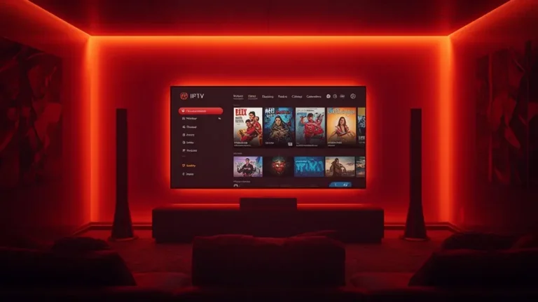 Interface moderne de l'application hot iptv sur écran géant